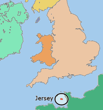 Map of Jersey off the coast of France